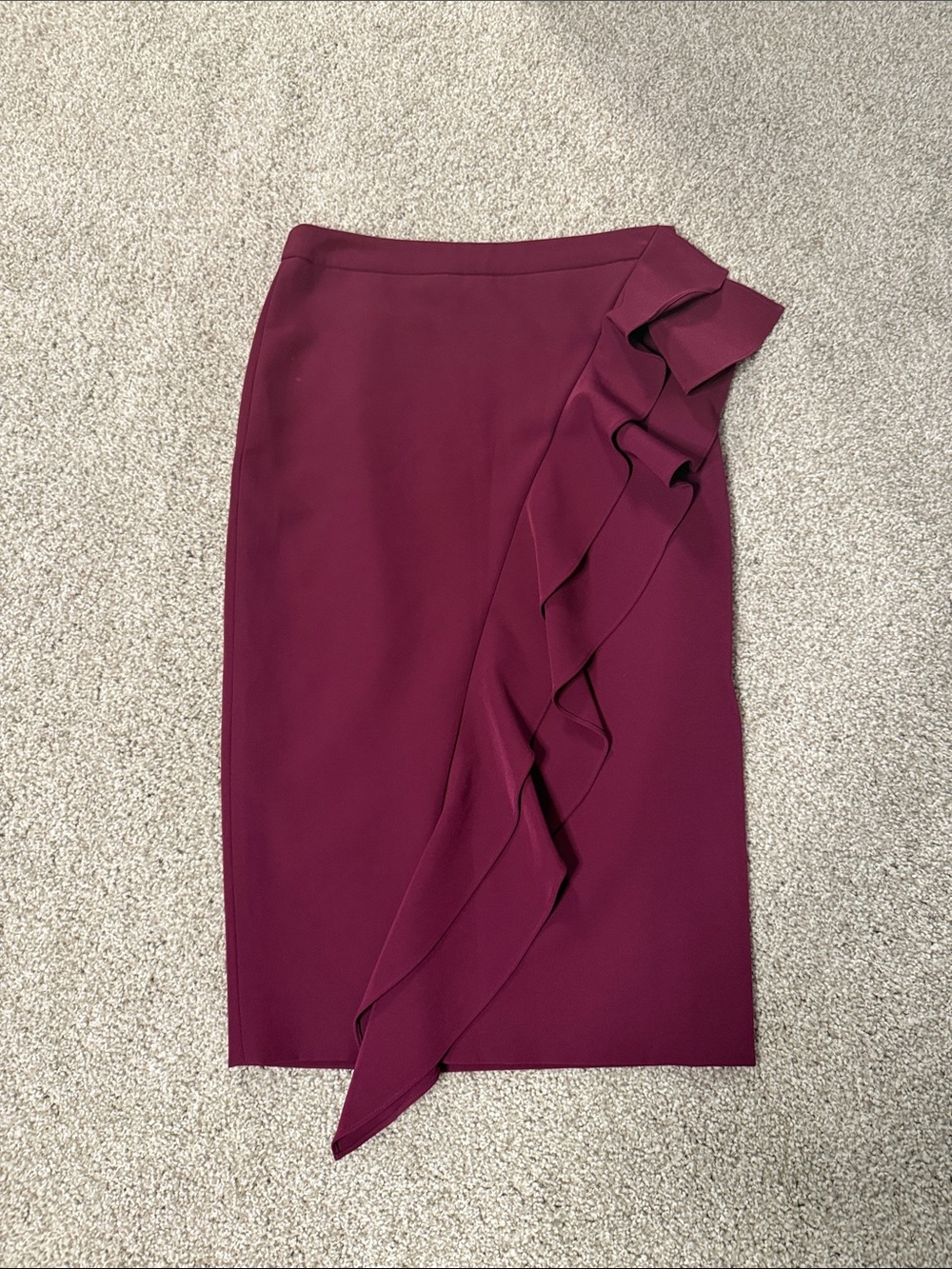 Milly Ruffle-Trim Pencil Skirt in BlackBerry